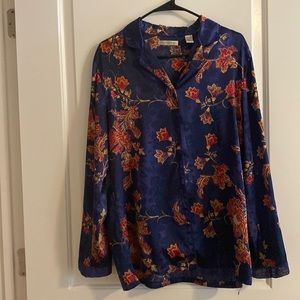 Vintage Floral Blouse Kimono Inspired Nightshirt